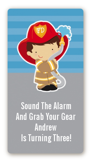  Future Firefighter - Custom Rectangle Birthday Party Sticker/Labels Caucasian Boy