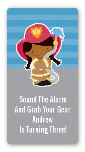  Future Firefighter - Custom Rectangle Birthday Party Sticker/Labels Caucasian Boy