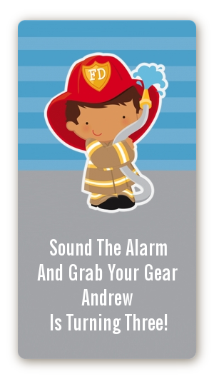  Future Firefighter - Custom Rectangle Birthday Party Sticker/Labels Caucasian Boy