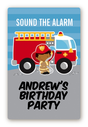  Future Firefighter - Custom Large Rectangle Birthday Party Sticker/Labels Caucasian Boy