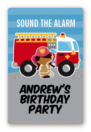  Future Firefighter - Custom Large Rectangle Birthday Party Sticker/Labels Caucasian Boy