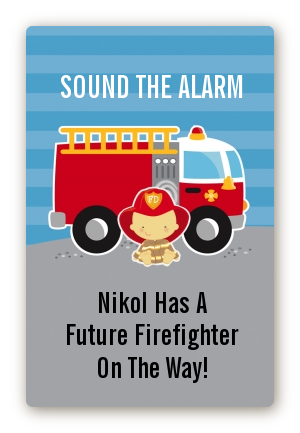  Future Firefighter - Custom Large Rectangle Baby Shower Sticker/Labels Caucasian