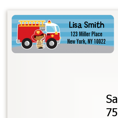  Future Firefighter - Birthday Party Return Address Labels Caucasian Boy