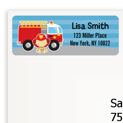  Future Firefighter - Baby Shower Return Address Labels Caucasian