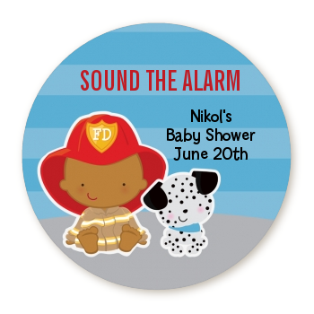  Future Firefighter - Round Personalized Baby Shower Sticker Labels Caucasian