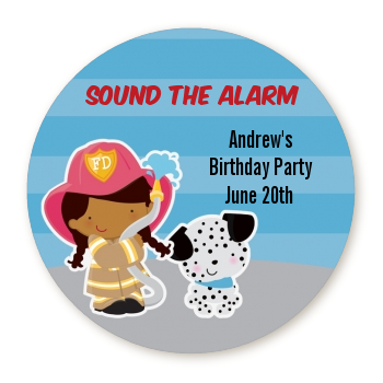  Future Firefighter - Round Personalized Birthday Party Sticker Labels Caucasian Boy