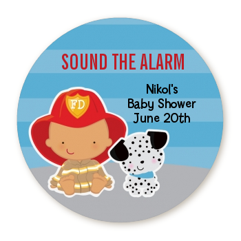  Future Firefighter - Round Personalized Baby Shower Sticker Labels Caucasian