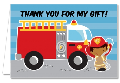  Future Firefighter - Birthday Party Thank You Cards Caucasian Boy