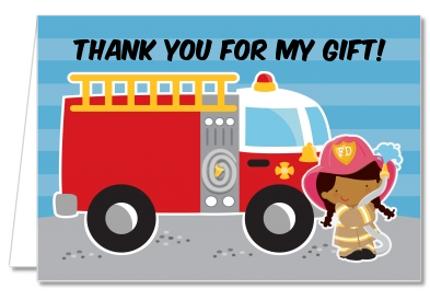  Future Firefighter - Birthday Party Thank You Cards Caucasian Boy