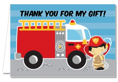  Future Firefighter - Birthday Party Thank You Cards Caucasian Boy