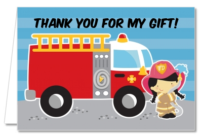  Future Firefighter - Birthday Party Thank You Cards Caucasian Boy