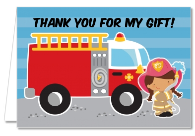  Future Firefighter - Birthday Party Thank You Cards Caucasian Boy