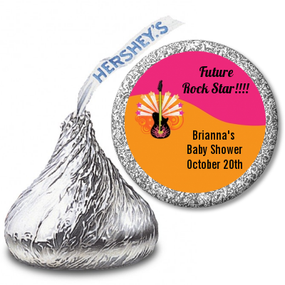 Future Rock Star Girl - Hershey Kiss Baby Shower Sticker Labels