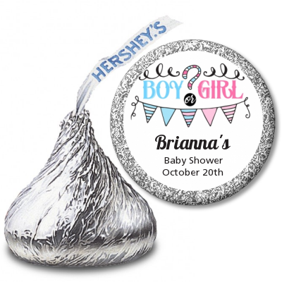 Gender Reveal Boy or Girl - Hershey Kiss Baby Shower Sticker Labels