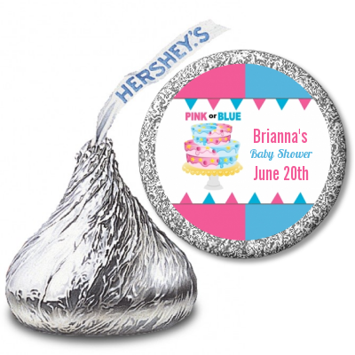 Gender Reveal Cake - Hershey Kiss Baby Shower Sticker Labels