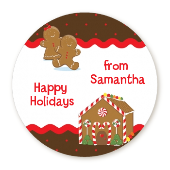  Gingerbread House - Round Personalized Christmas Sticker Labels 