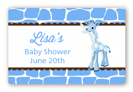 Giraffe Blue - Baby Shower Landscape Sticker/Labels