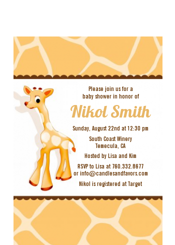  Giraffe Brown - Baby Shower Petite Invitations Blue