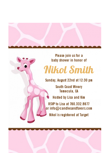  Giraffe Brown - Baby Shower Petite Invitations Blue