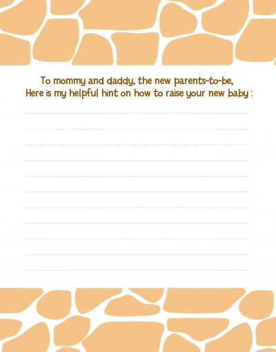 Giraffe Brown - Baby Shower Notes of Advice