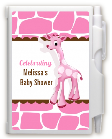 Giraffe Pink - Baby Shower Personalized Notebook Favor