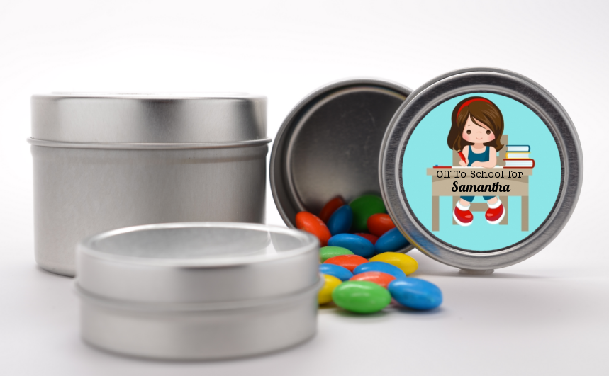  Girl Student - Custom School Favor Tins Option 1