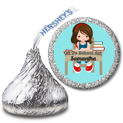  Girl Student - Hershey Kiss School Sticker Labels Option 1