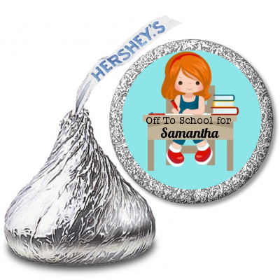  Girl Student - Hershey Kiss School Sticker Labels Option 1