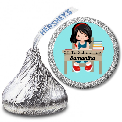  Girl Student - Hershey Kiss School Sticker Labels Option 1