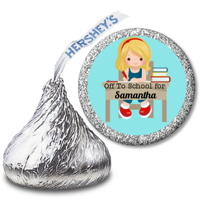  Girl Student - Hershey Kiss School Sticker Labels Option 1