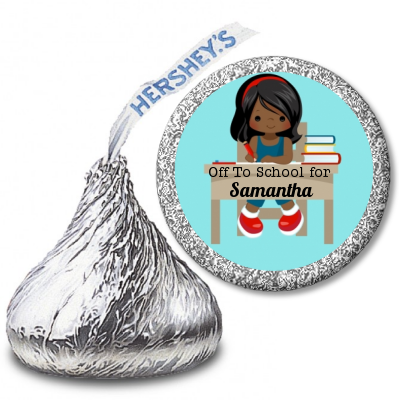  Girl Student - Hershey Kiss School Sticker Labels Option 1