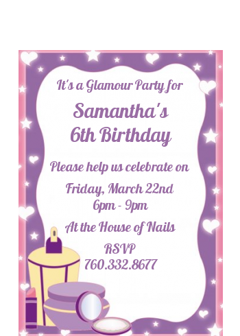 Glamour Girl - Birthday Party Petite Invitations
