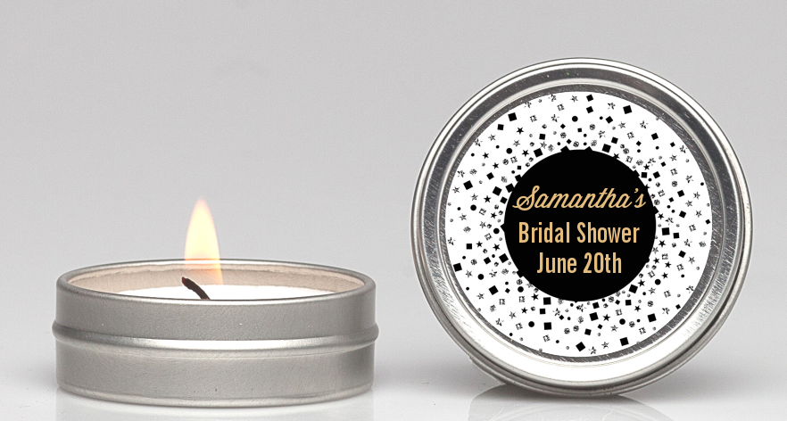  Glitter Black and White - Bridal Shower Candle Favors Gold Glitter