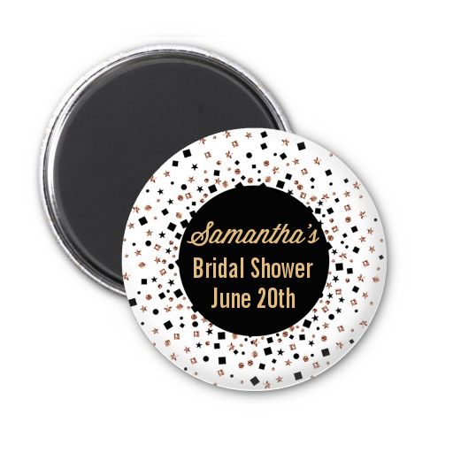  Glitter Black and White - Personalized Bridal Shower Magnet Favors Gold Glitter