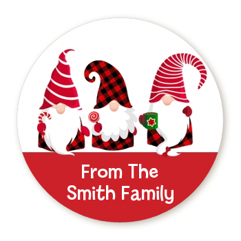  Gnome - Round Personalized Christmas Sticker Labels 