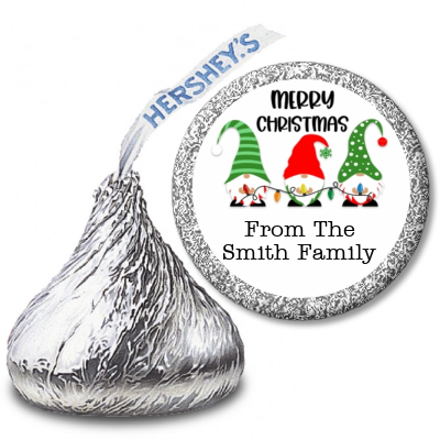Gnome Trio - Hershey Kiss Christmas Sticker Labels