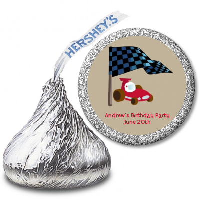 Go Kart - Hershey Kiss Birthday Party Sticker Labels