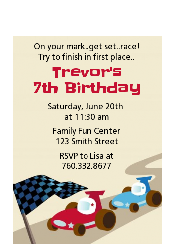 Go Kart - Birthday Party Petite Invitations