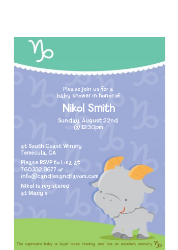 Goat | Capricorn Horoscope - Baby Shower Petite Invitations