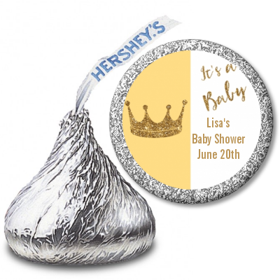 Gold Glitter Baby Crown - Hershey Kiss Baby Shower Sticker Labels