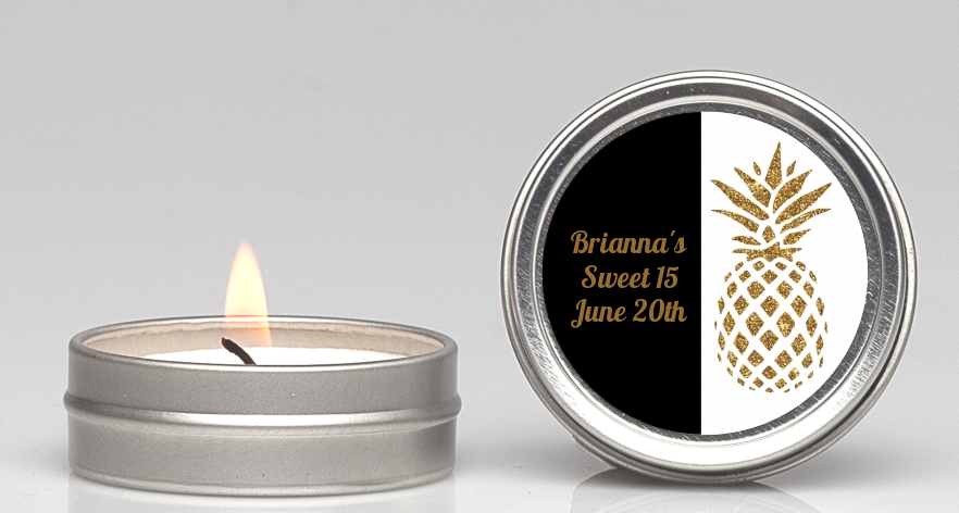  Gold Glitter Pineapple - Birthday Party Candle Favors Option 1