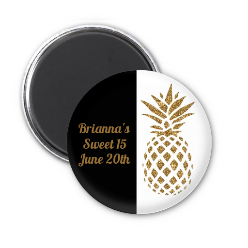  Gold Glitter Pineapple - Personalized Birthday Party Magnet Favors Option 1