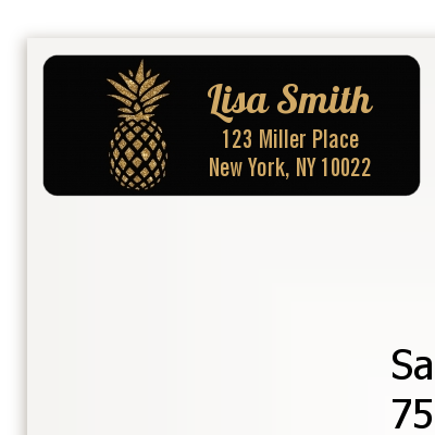 Gold Glitter Pineapple - Bridal Shower Return Address Labels