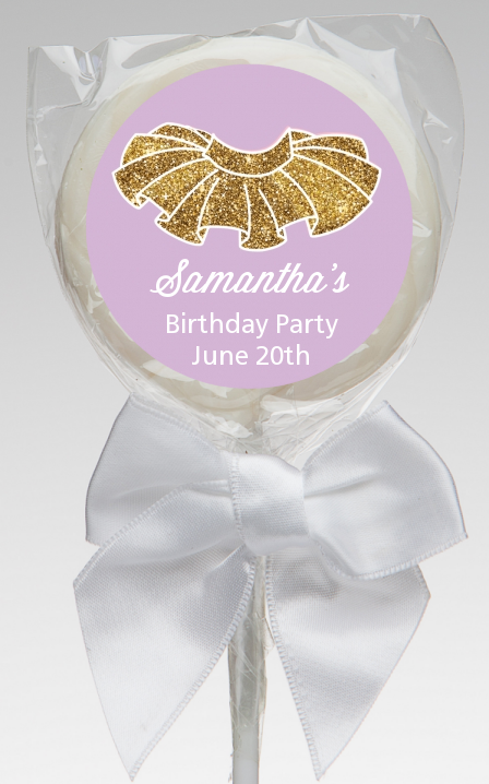  Gold Glitter Tutu - Personalized Birthday Party Lollipop Favors Pink