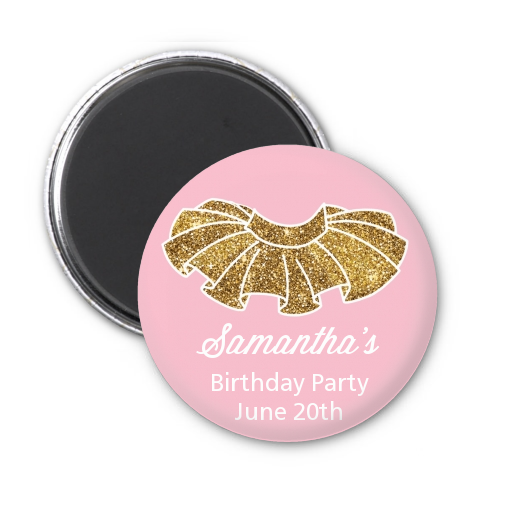  Gold Glitter Tutu - Personalized Birthday Party Magnet Favors Pink