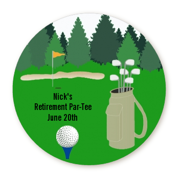  Golf - Round Personalized Retirement Party Sticker Labels 