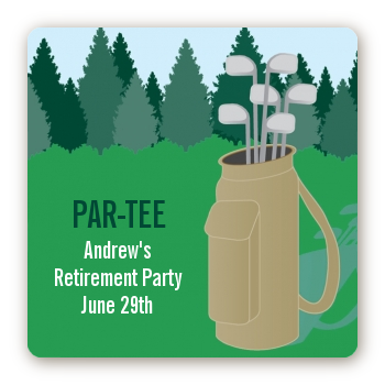 Golf - Square Personalized Retirement Party Sticker Labels