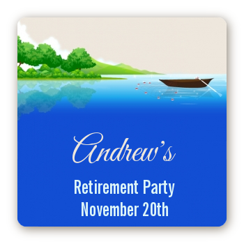 Gone Fishing - Square Personalized Retirement Party Sticker Labels