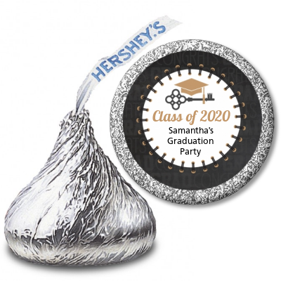  Grad Keys to Success - Hershey Kiss Graduation Party Sticker Labels Option 1