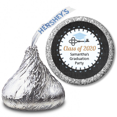  Grad Keys to Success - Hershey Kiss Graduation Party Sticker Labels Option 1